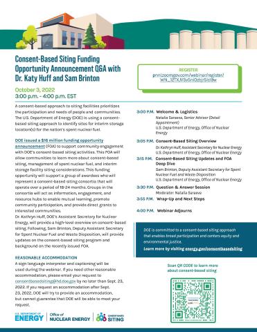 Consent-Based Siting Funding Opportunity Announcement Q&A Webinar